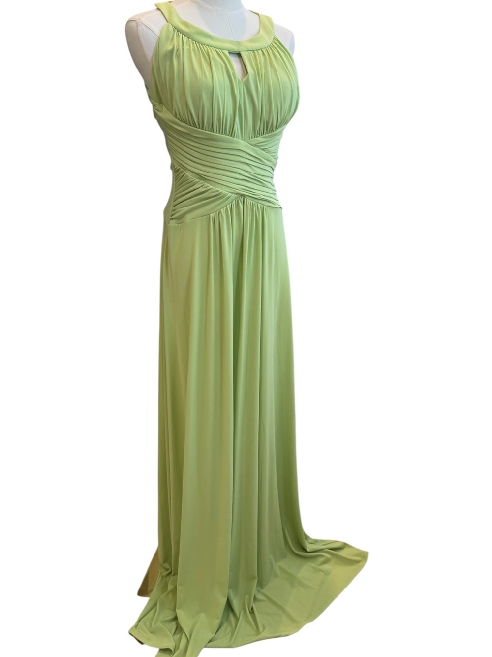 Ruched Halter Maxi Dress in Lime Green